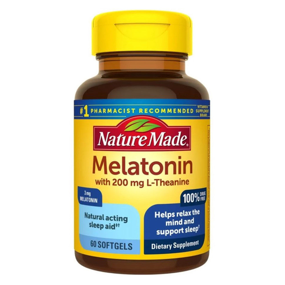 Nature Made Melatonin Plus L-Theanine 200 Mg Softgels - 60 Ea